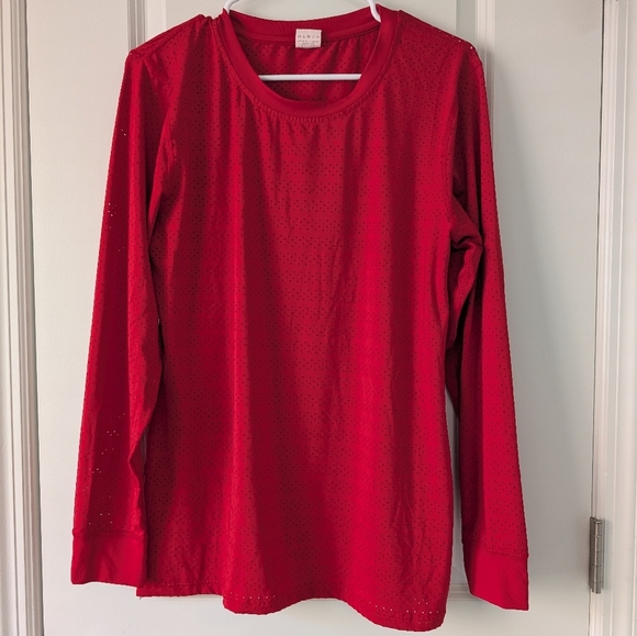 Zyia Active, Women's XL Chill Long Sleeve Performance Tee, Red - Picture 1 of 3